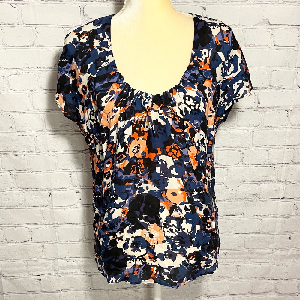 Joie scoop neck short sleeve 100% silk blouse